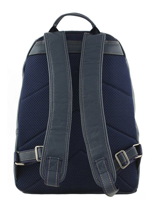 Фото Мужской городской рюкзак из натуральной кожи синего цвета Рюкзаки