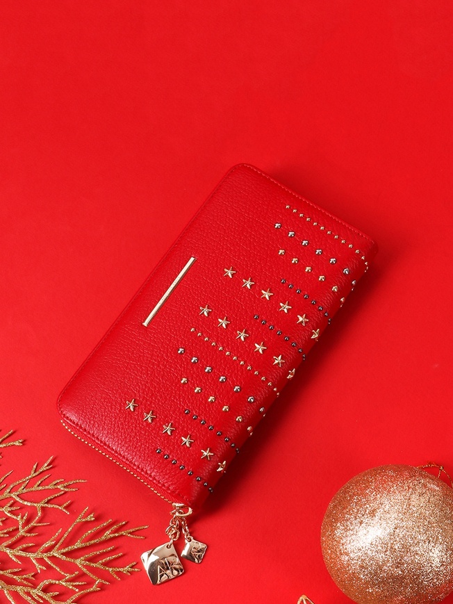 Классический женский кошелек на молнии из натуральной кожи со 