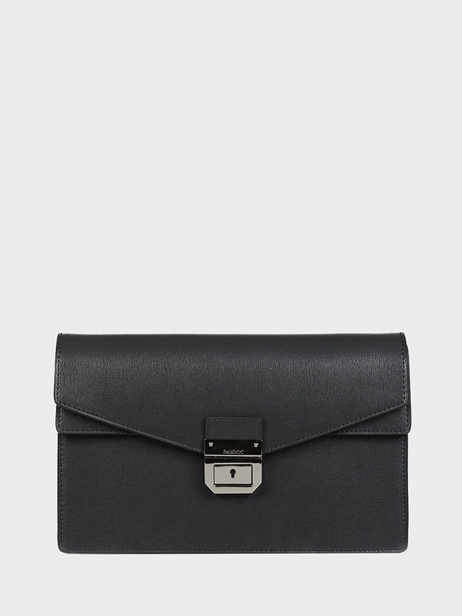 Мужская барсетка-клатч из черной сафьяновой кожи