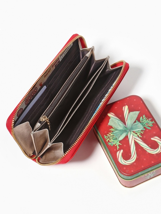 Классический женский кошелек на молнии из натуральной кожи со 