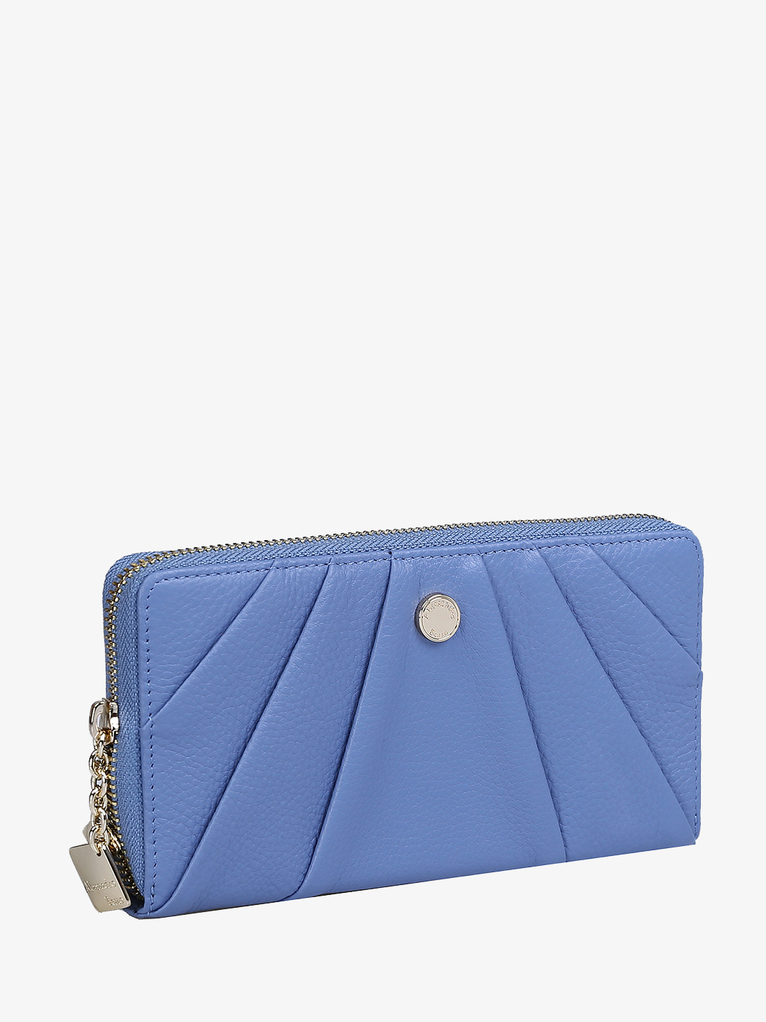 Фото Классический женский кошелек на молнии из мягкой светло-голубой кожи Кошельки
