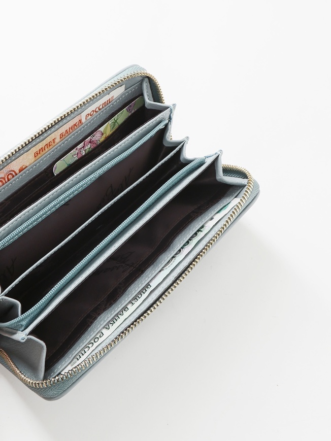 Женский кошелек на молнии из мягкой кожи с объемным тиснением - букле