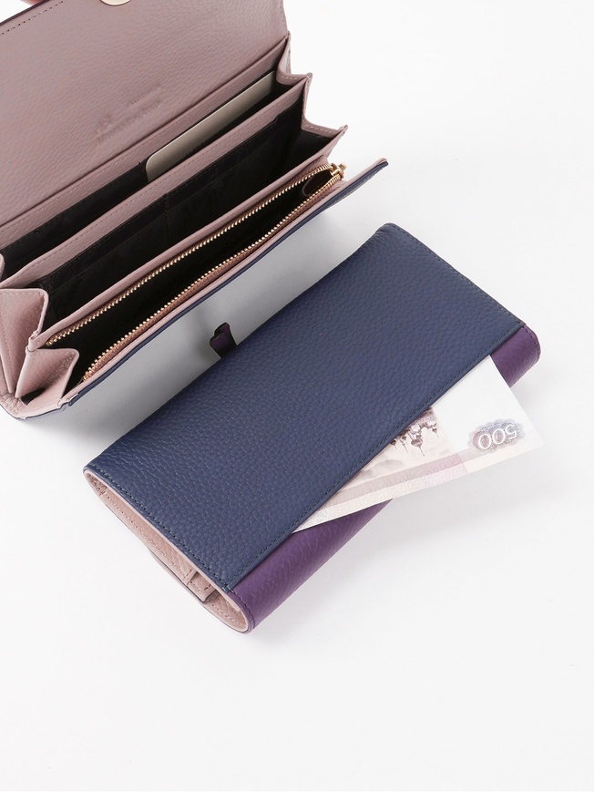 Комбинированный кошелек-флап с элегантной пряжкой и стеганым клапаном