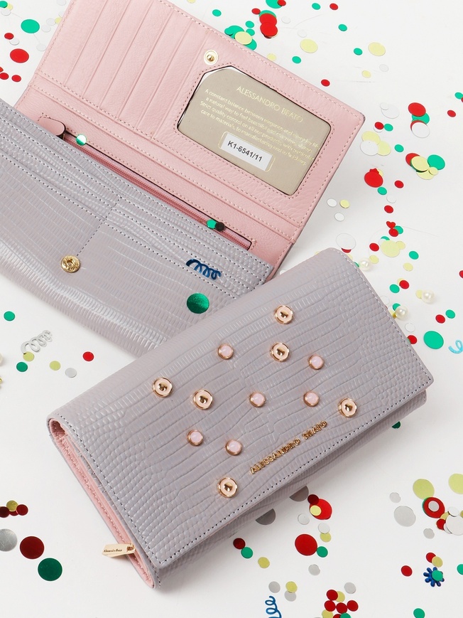 Женский кошелек из натуральной кожи под рептилию с жемчугом