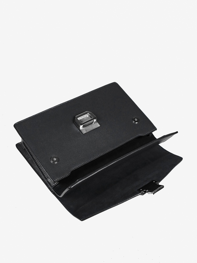 Мужская барсетка-клатч из черной сафьяновой кожи