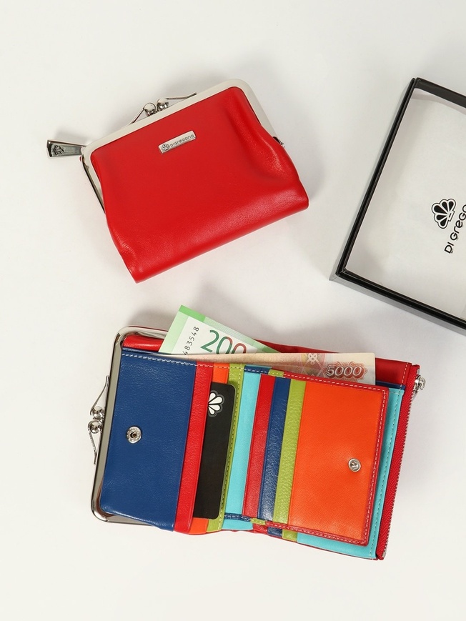 Компактный женский кошелек из мягкой кожи с золотистой клипсой