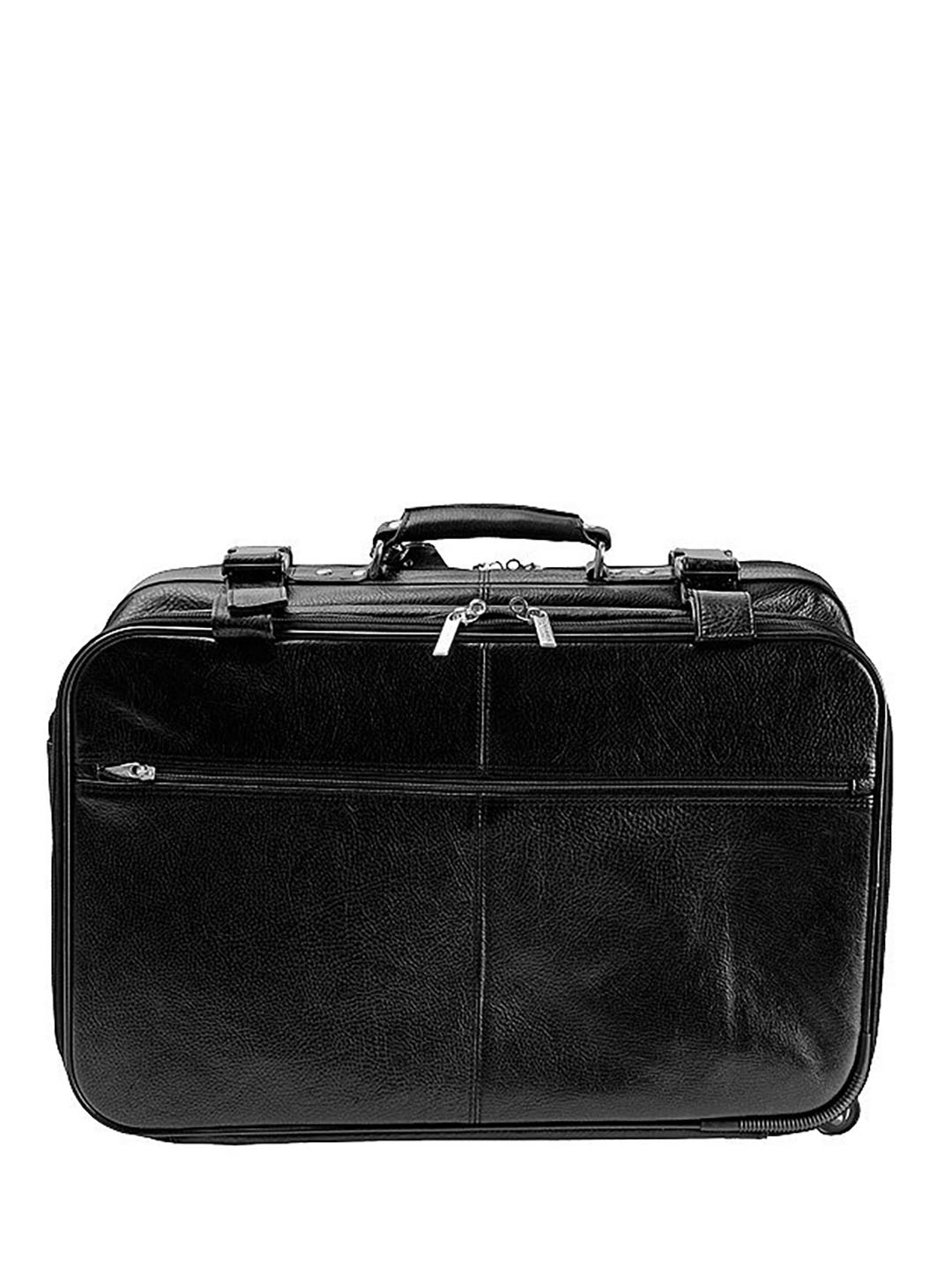Фото Дорожная сумка на колесах из натуральной кожи черного цвета Дорожные сумки