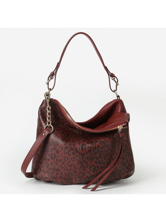 Женская сумка-хобо из мягкой кожи с леопардовым принтом