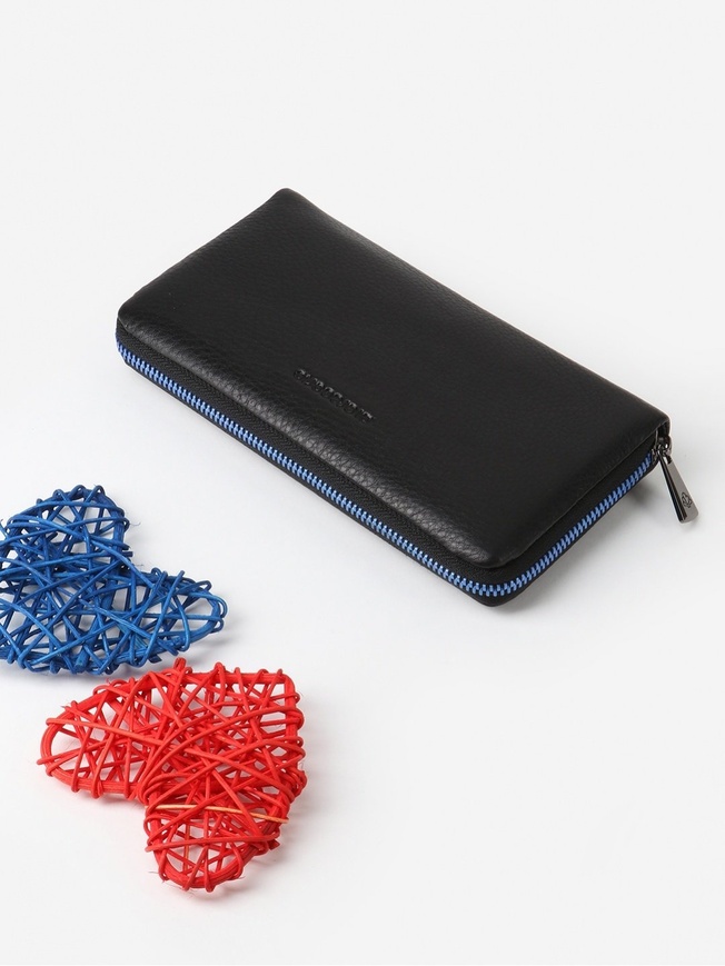 Стильный женский кошелек из гладкой кожи с контрастной молнией