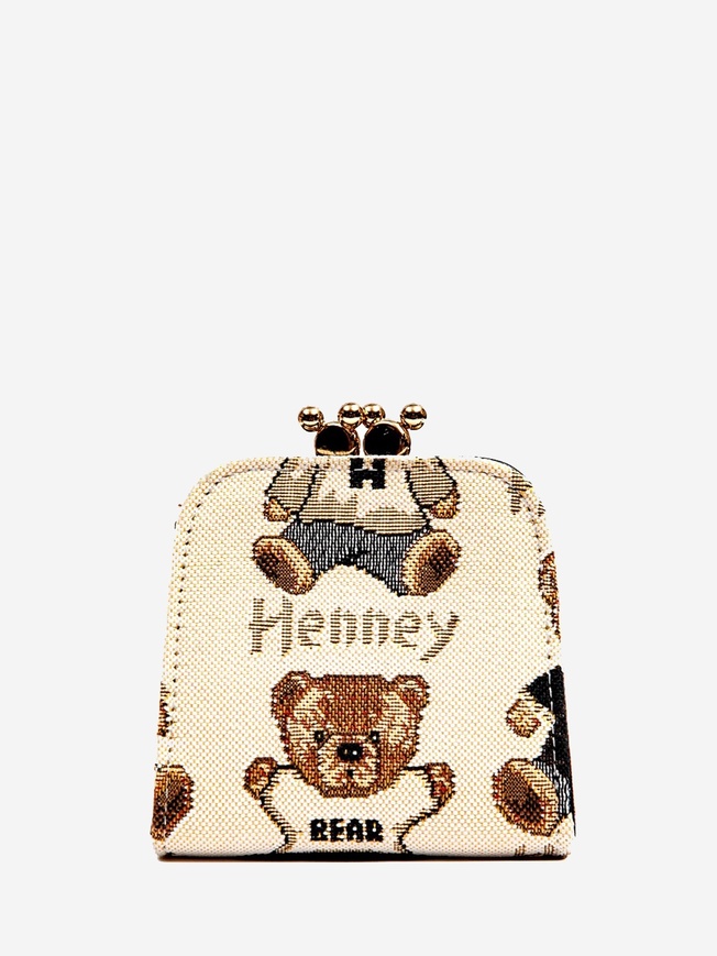 Женский мини-ридикюль из гобелена с аппликацией медвежонка