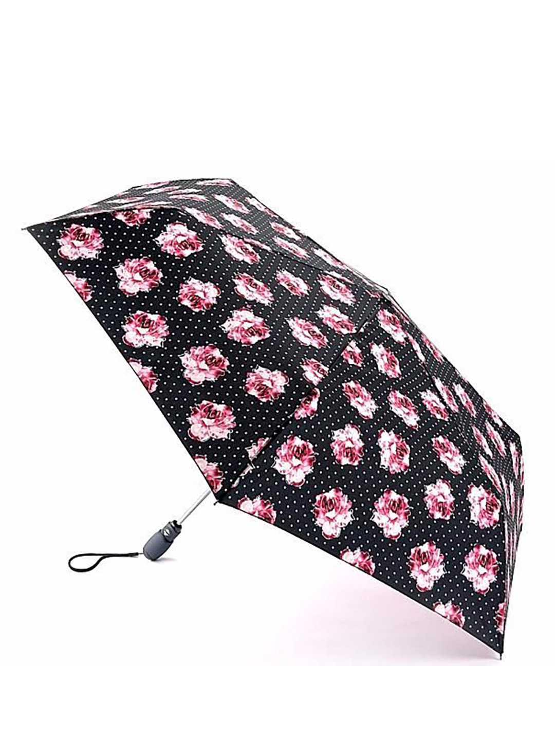 Фото Компактный женский зонт-автомат с принтом розовых роз 