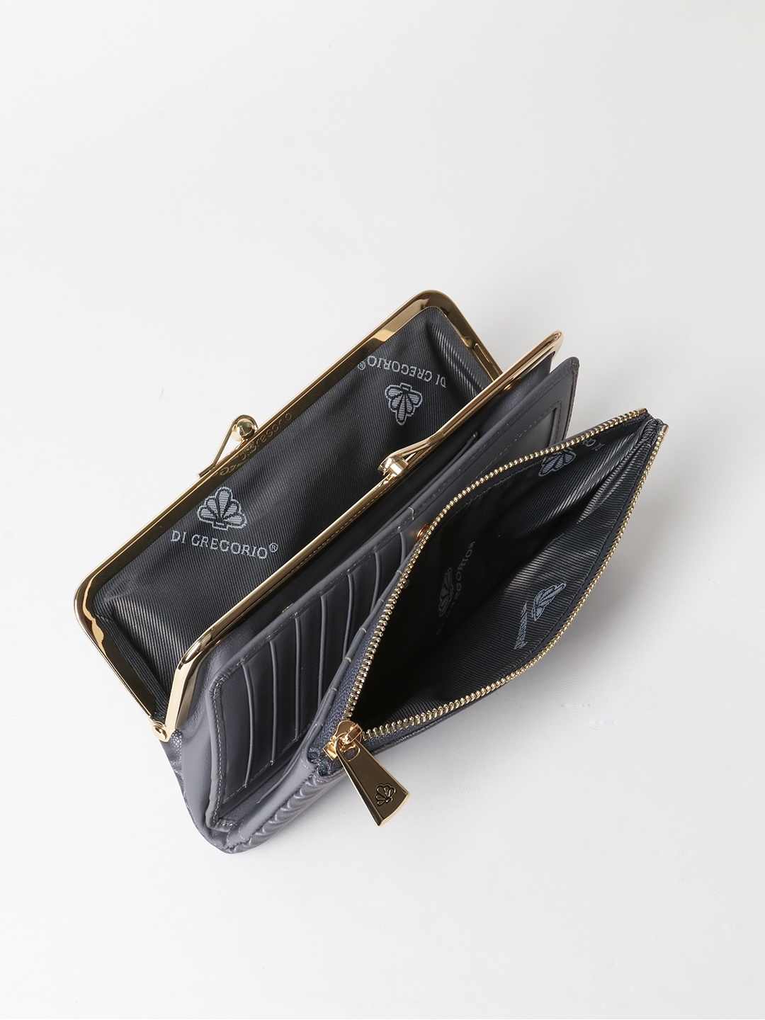 Фото Серый бумажник из натуральной кожи с тиснением под ската Кошельки