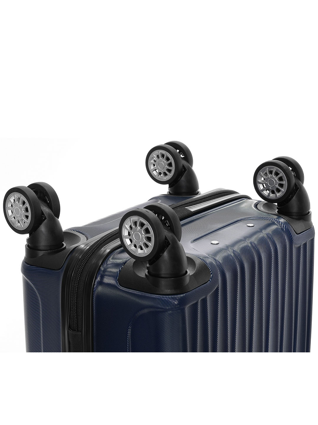 Фото Маленький чемодан на колесах из рифленого ABS пластика синего цвета Чемоданы
