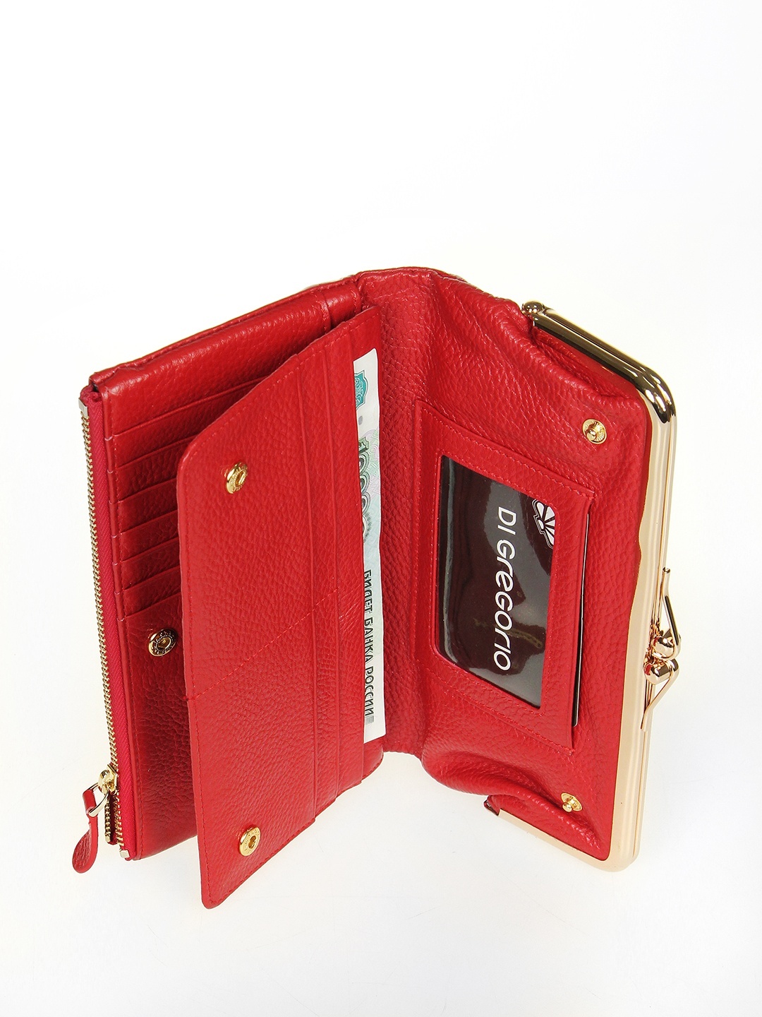 Фото Женский кошелек из мягкой мелкозернистой кожи красного цвета Кошельки