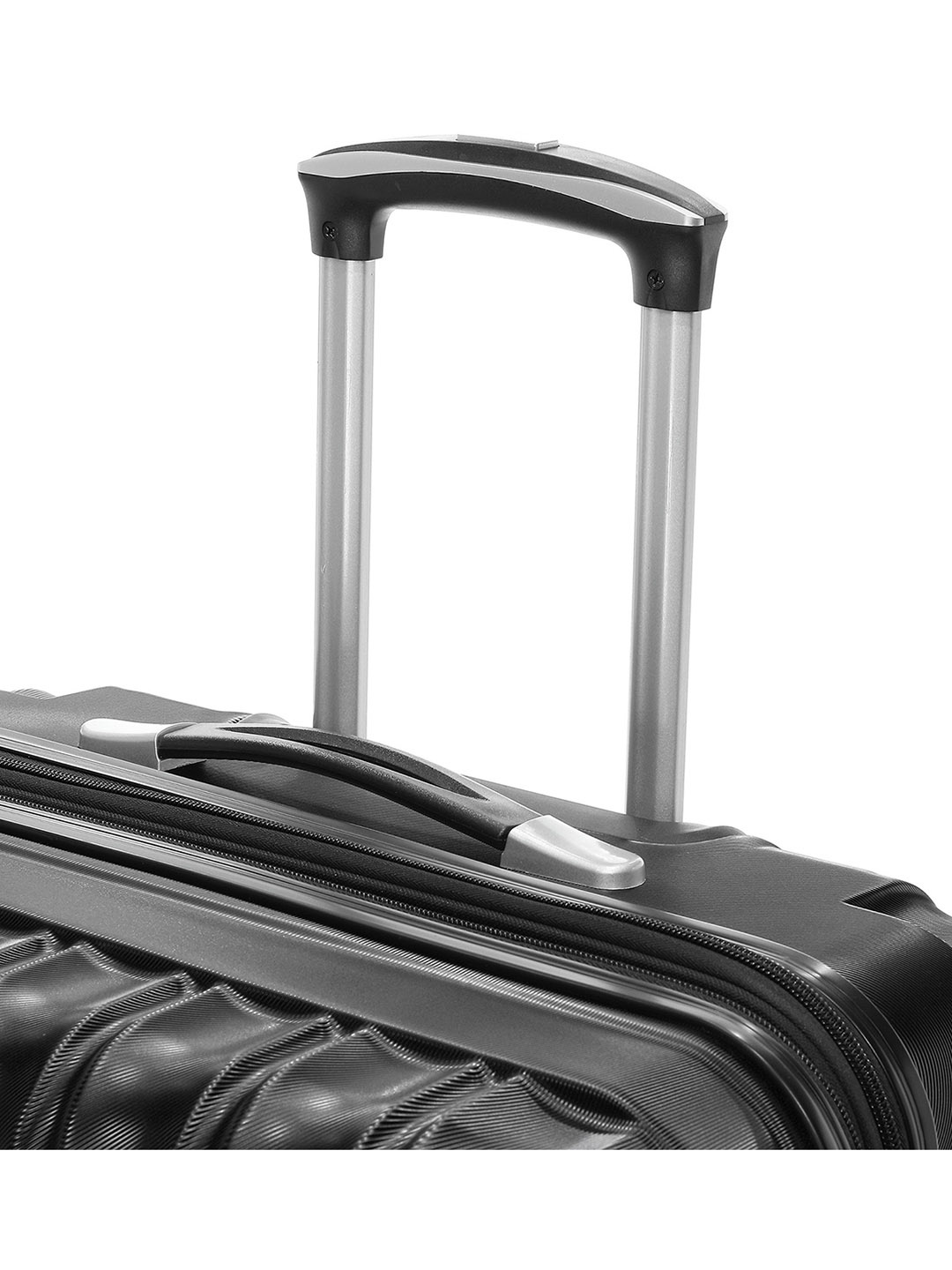 Фото Средний чемодан на колесах из рифленого ABS пластика черного цвета Чемоданы