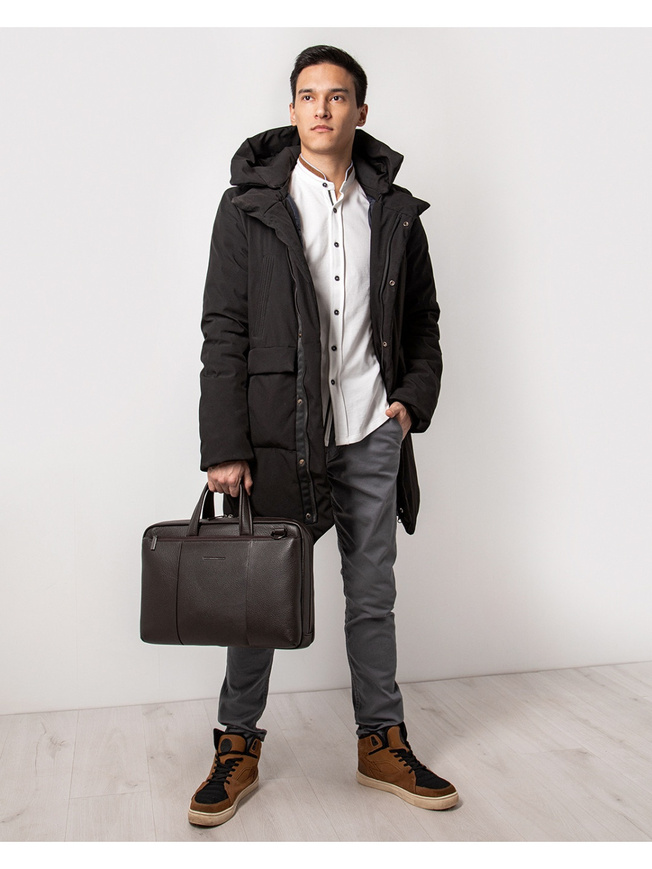 Кожаная деловая сумка формата А4 в коричневом цвете