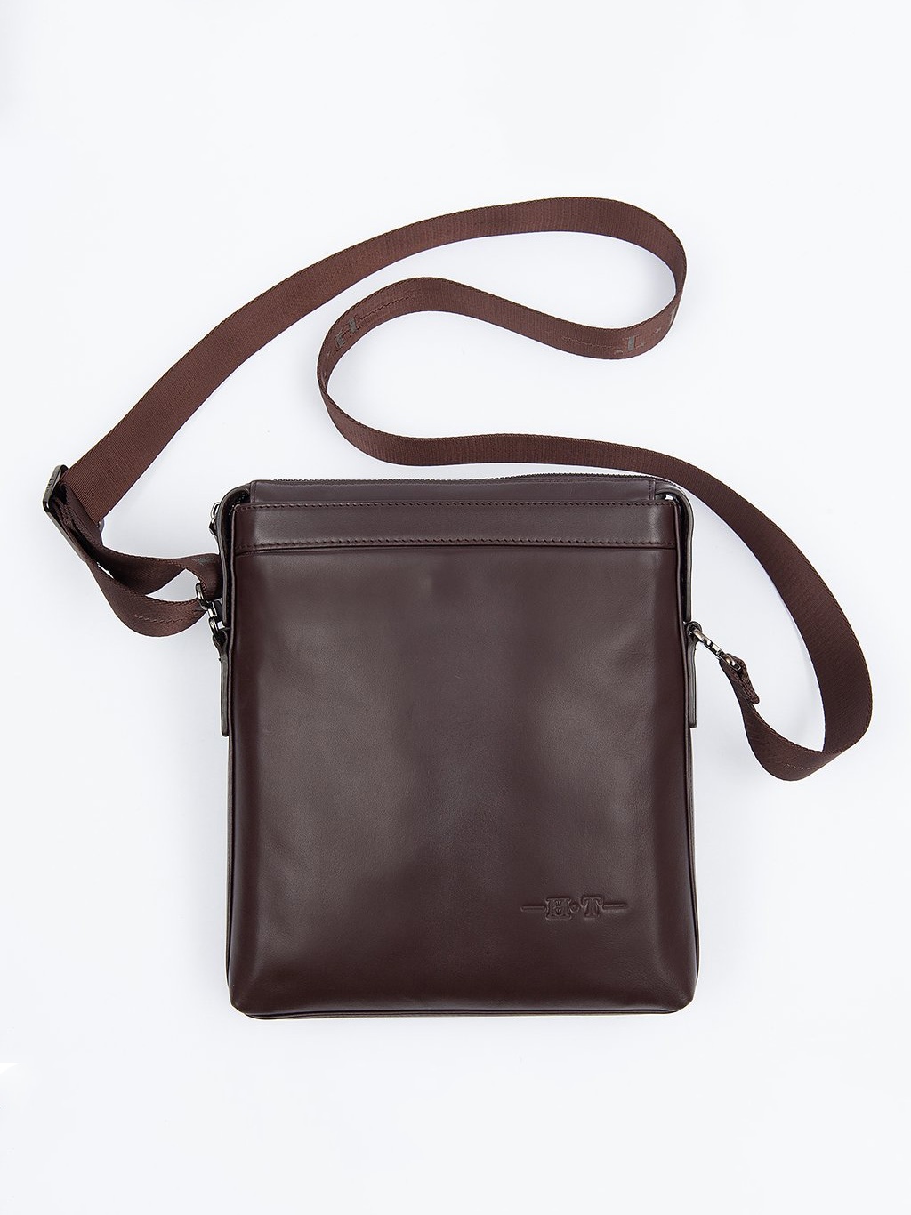 Фото Кожаная мужская сумка через плечо коричневого цвета Сумки через плечо