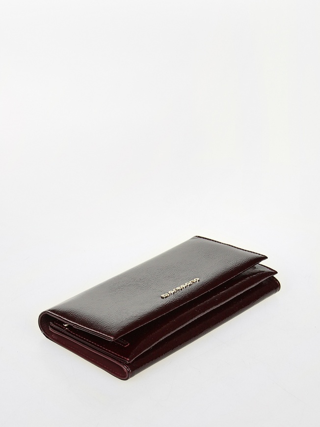 Женский кошелек из лаковой кожи темно-коричневого цвета