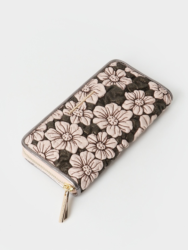 Женский кошелек на молнии из мягкой кожи с объемным тиснением букле