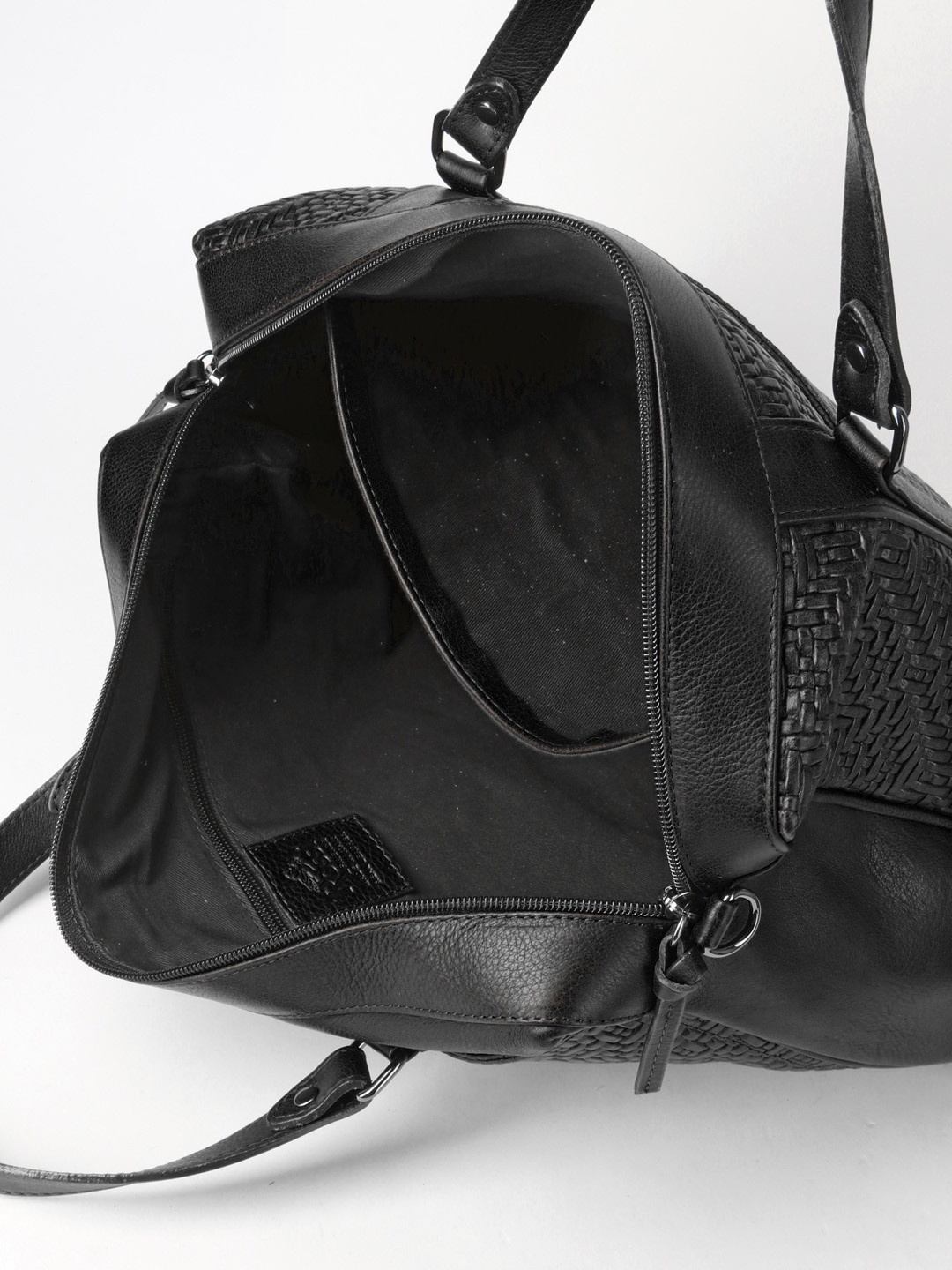Фото Деловая сумка из натуральной плетеной кожи черного цвета Деловые сумки (А4)
