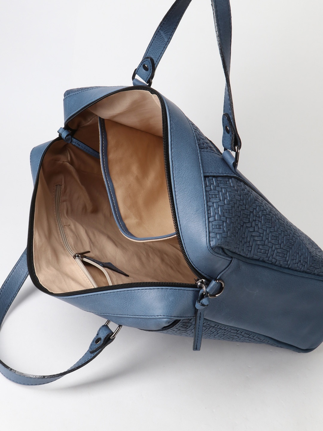 Фото Деловая сумка из натуральной плетеной кожи синего оттенка Деловые сумки (А4)