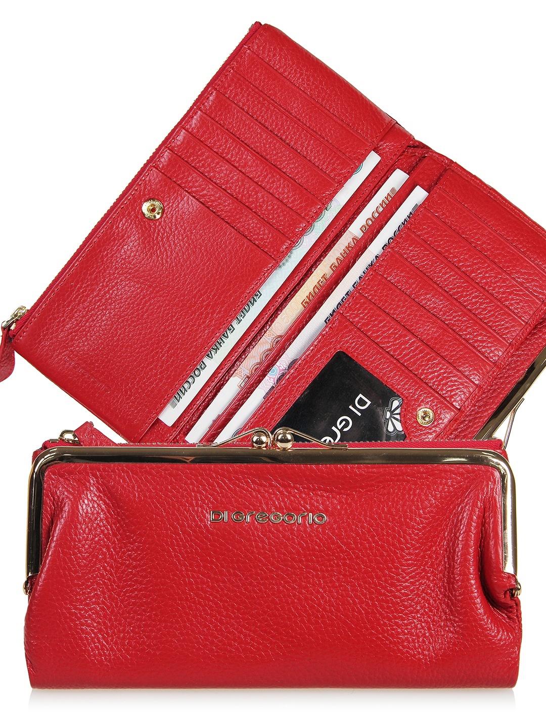 Фото Женский кошелек из мягкой мелкозернистой кожи красного цвета Кошельки