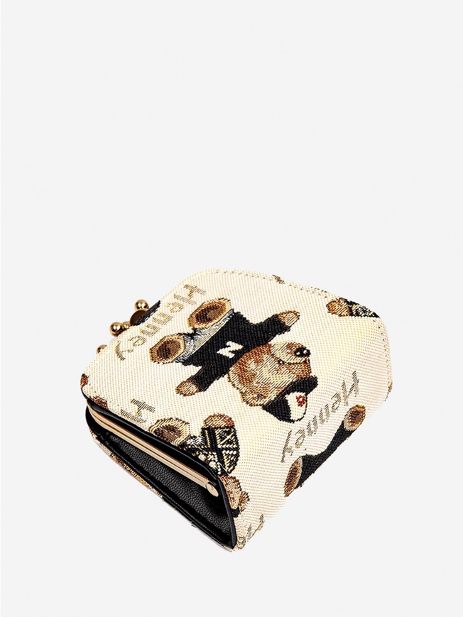 Женский мини-ридикюль из гобелена с аппликацией медвежонка