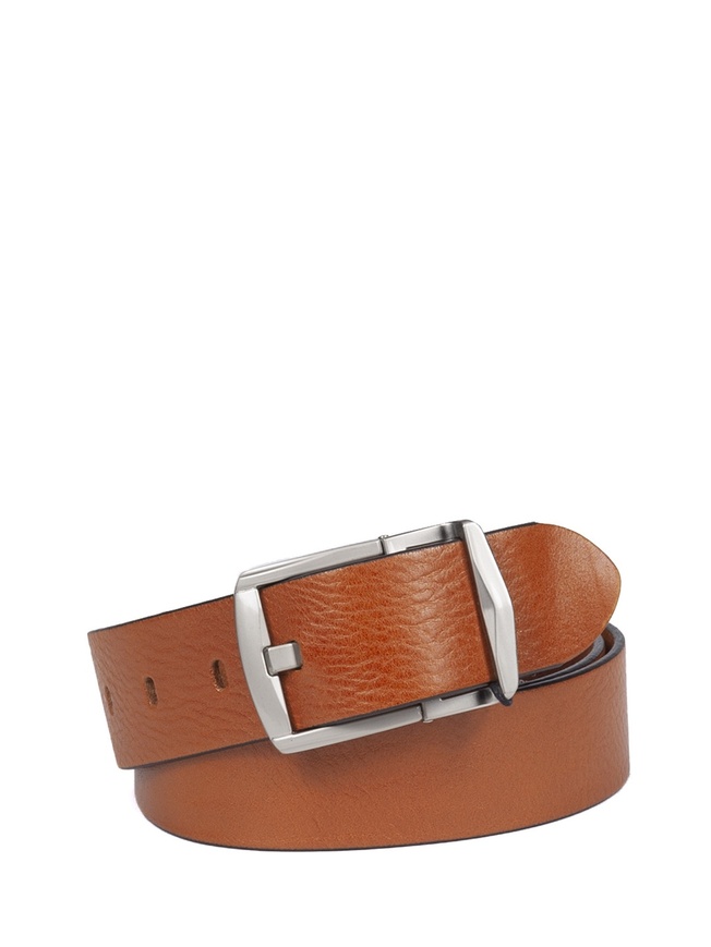 Широкий ремень для джинс из натуральной фактурной кожи с матовой пряжкой