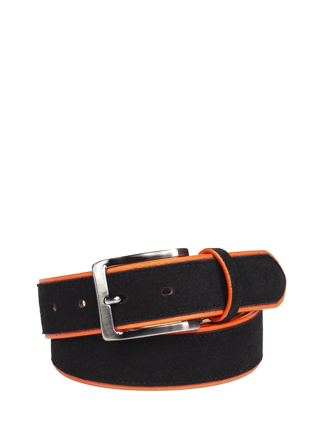 Женский ремень из натуральной бархатистой замши с контрастной окантовкой