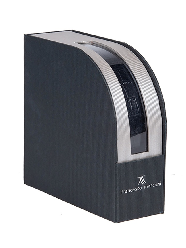 Мужской ремень-автомат из плотной глянцевой кожи под кожу крокодила