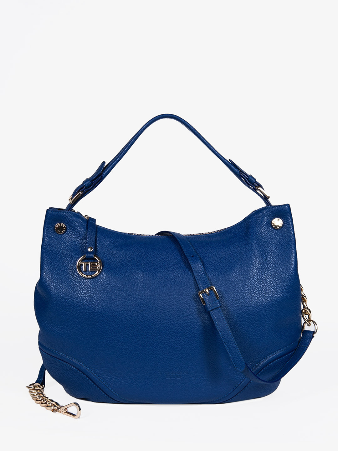 Фото Женская сумка-хобо из мягкой зернистой кожи с ремнем на золотистой цепочке Классические сумки