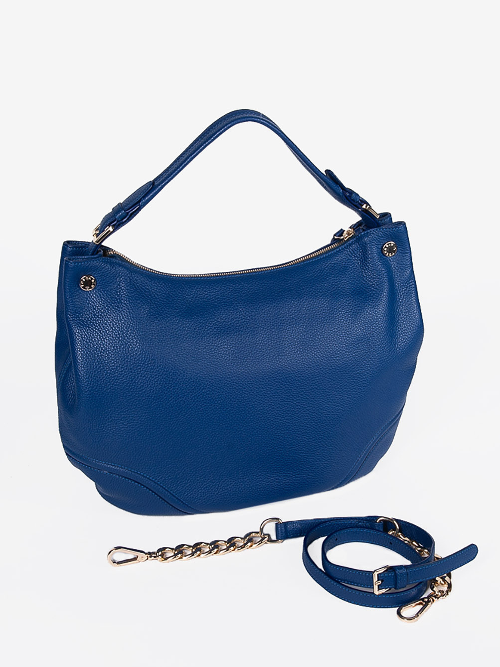 Фото Женская сумка-хобо из мягкой зернистой кожи с ремнем на золотистой цепочке Классические сумки