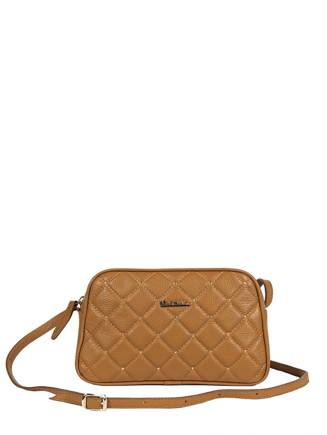 Небольшая сумочка кросс-боди из мягкой стеганой кожи с золотистыми клепками