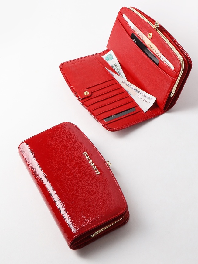 Женский кошелек из натуральной лаковой кожи с фермуаром