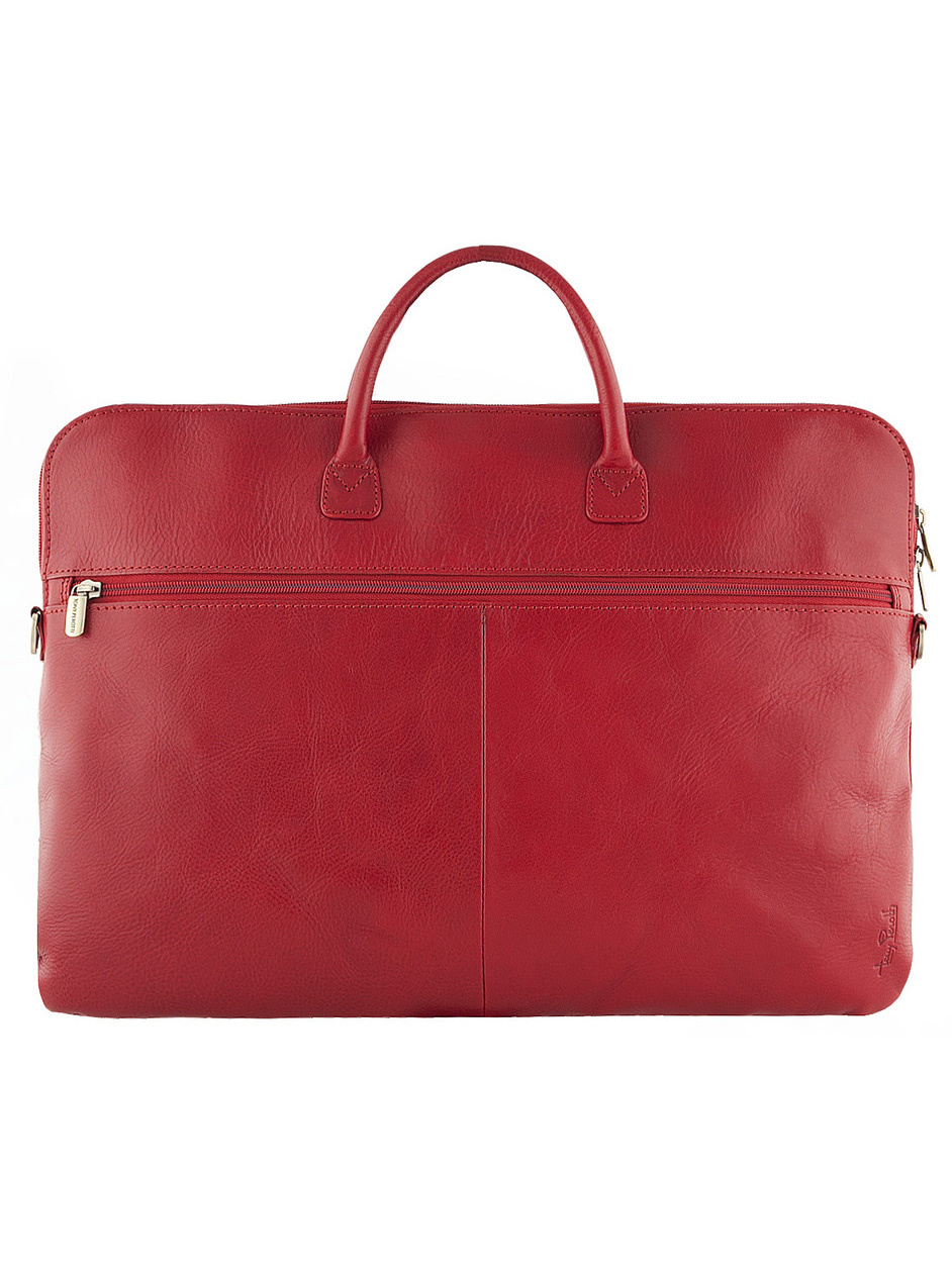 Фото Компактная кожаная сумка формата А4 красного цвета Деловые сумки