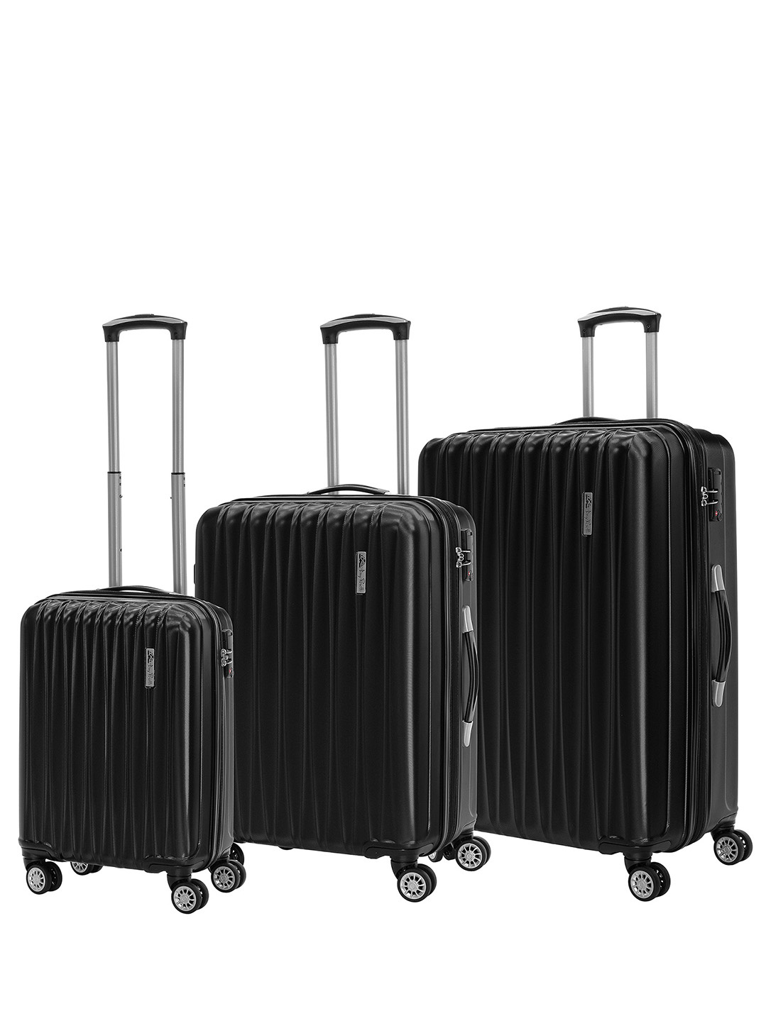 Фото Маленький чемодан на колесах из рифленого ABS пластика черного цвета Чемоданы