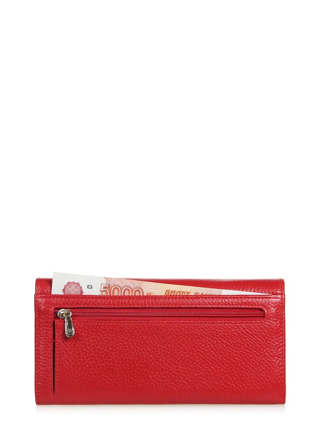 Классический женский кошелек из натуральной кожи красного цвета