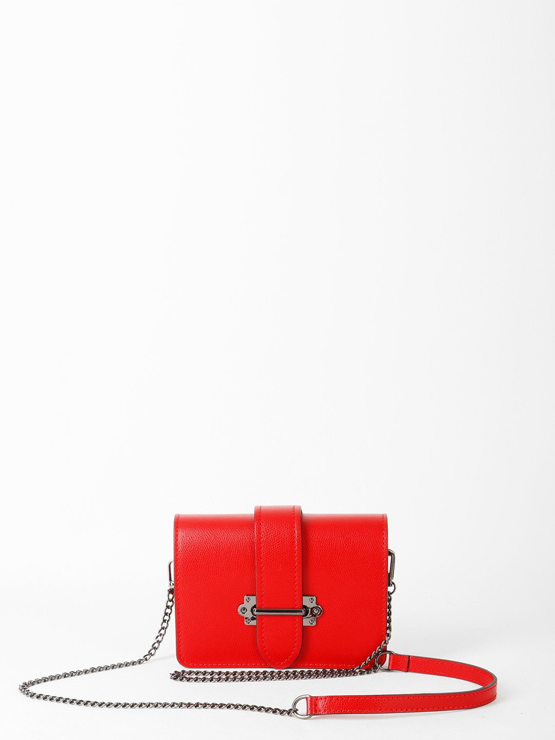 Фото Женская поясная сумка-бельтбэг из плотной кожи красного цвета Сумки на пояс