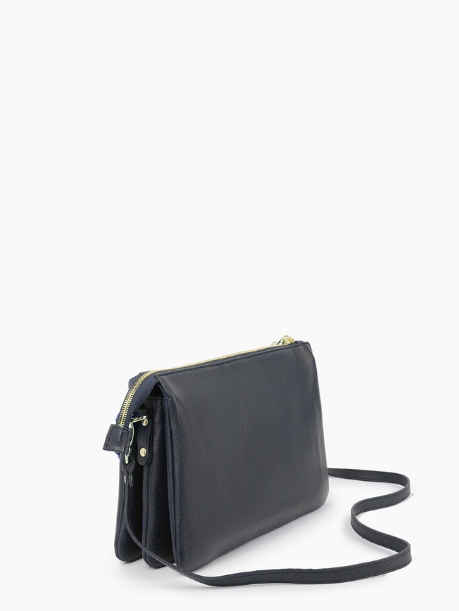 Женская сумка клатч из зернистой кожи синего цвета