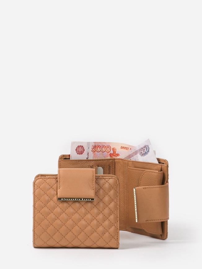 Компактный женский кошелек из стеганой кожи