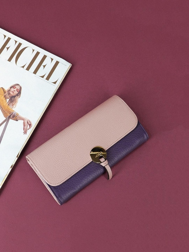 Комбинированный кошелек-флап с элегантной пряжкой и стеганым клапаном
