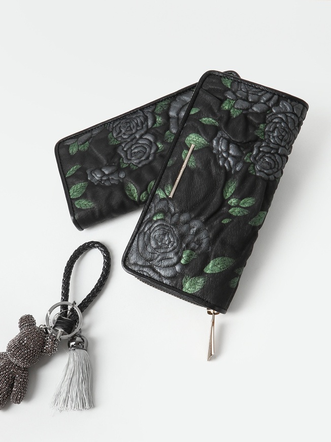 Женский кошелек на молнии из мягкой кожи с объемным тиснением - букле