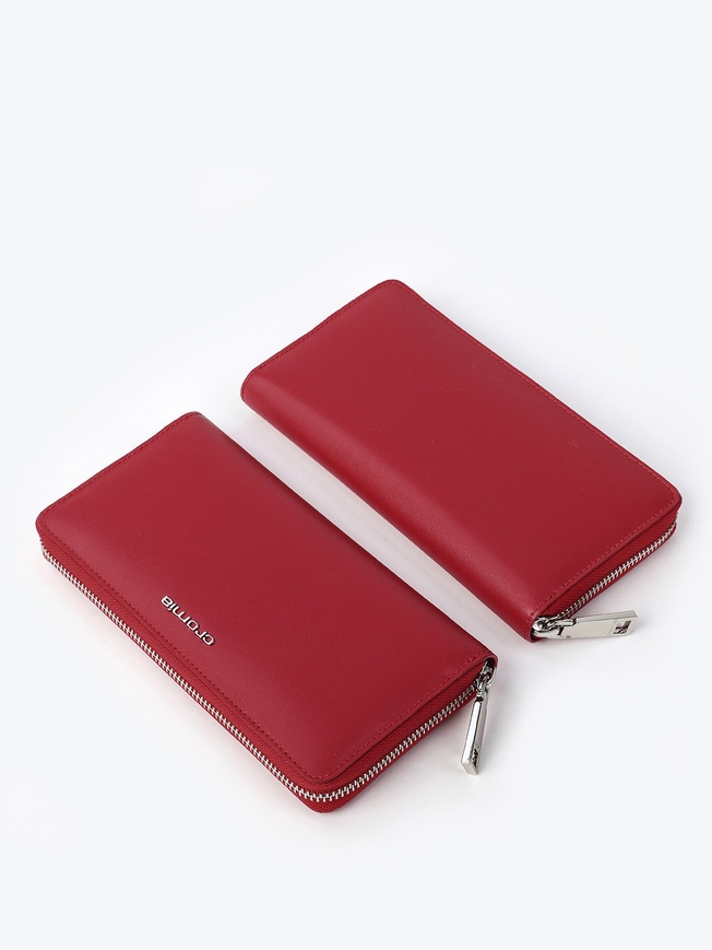 Красный женский кошелек на молнии из плотной гладкой кожи коллекции 