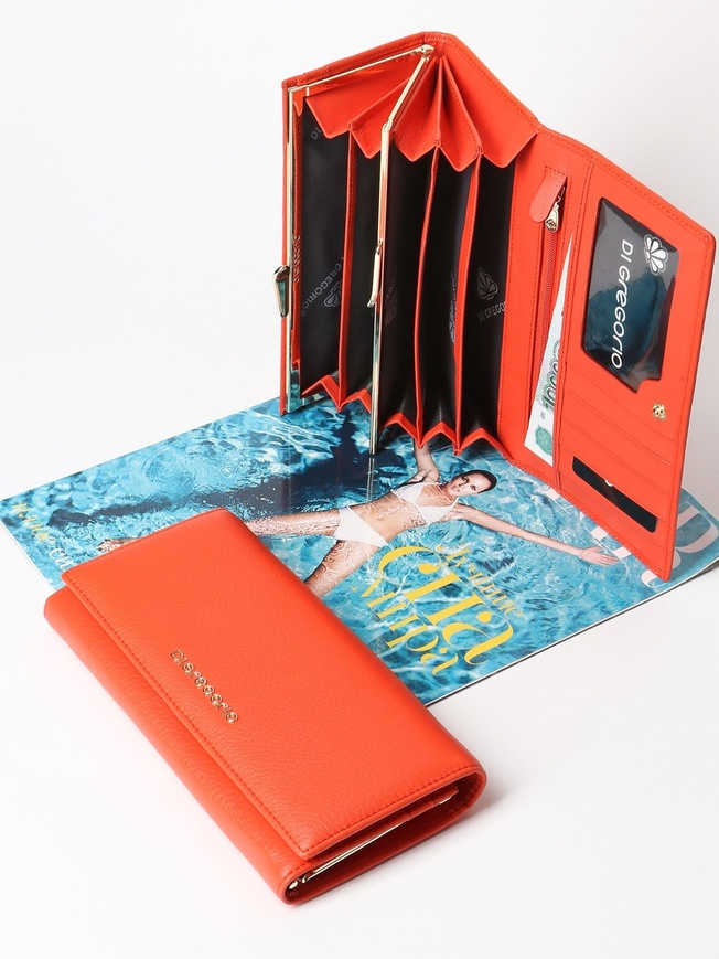 Женский кошелек из натуральной кожи с внутренней застежкой-клипсой