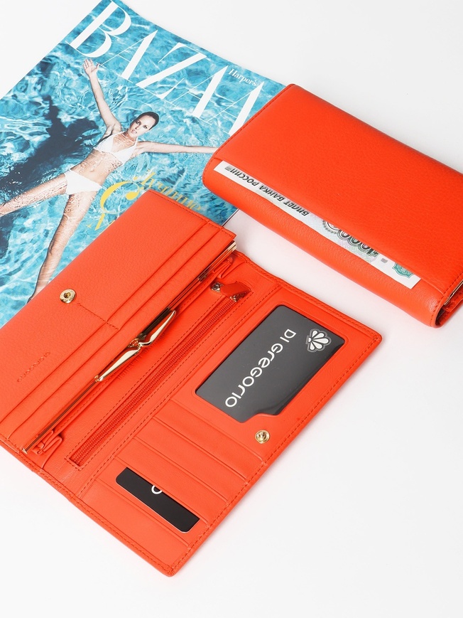 Женский кошелек из натуральной кожи с внутренней застежкой-клипсой