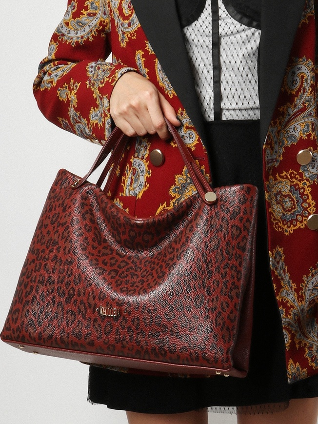 Женская сумка-тоут из мягкой кожи с леопардовым принтом