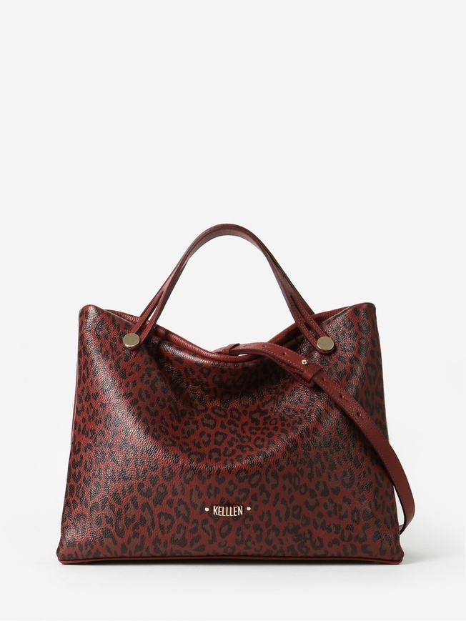 Женская сумка-тоут из мягкой кожи с леопардовым принтом