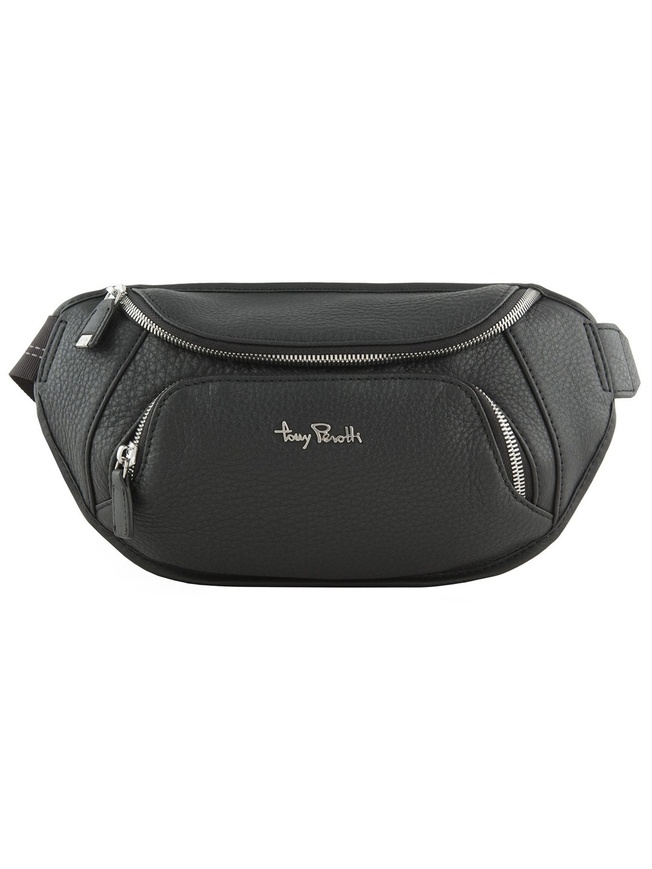 Поясная сумка из натуральной кожи черного цвета