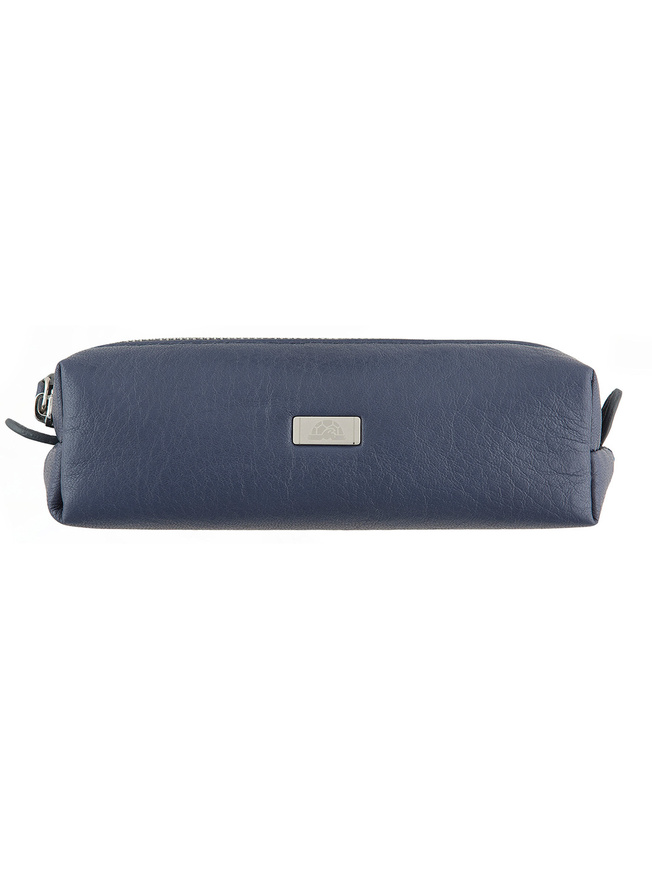 Синяя кожаная ключница с двумя кольцами на цепочке