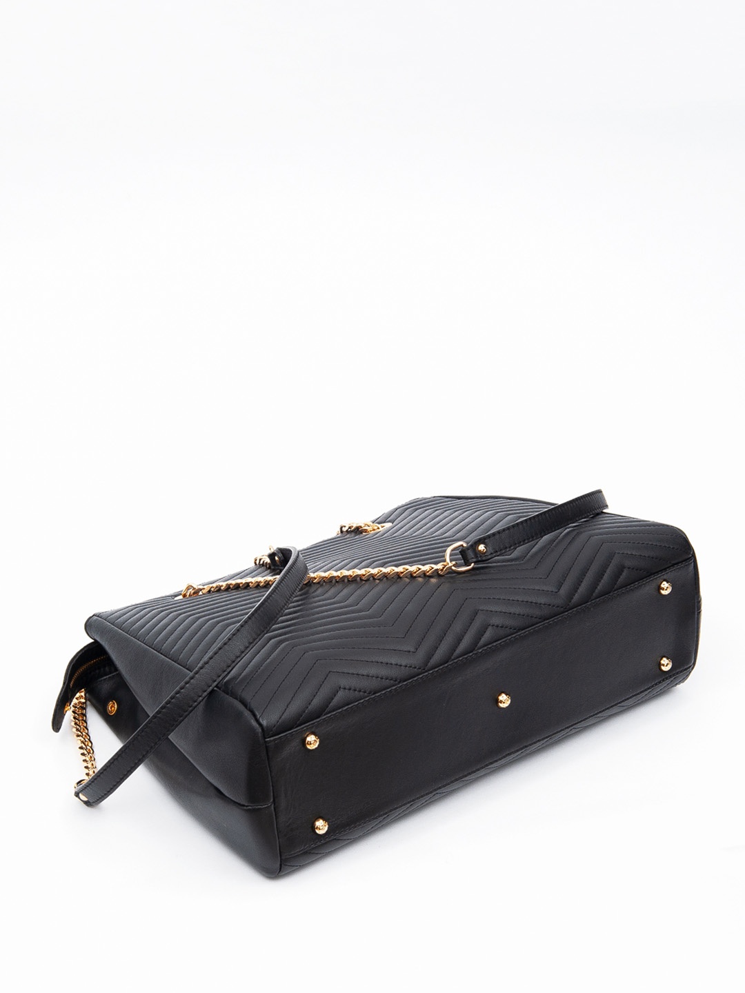 Фото Женская сумка-тоут из мягкой стеганой кожи с ручками на цепочках Классические сумки